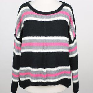 FREE FOR ALL Womens Striped Knit Sweater LARGE